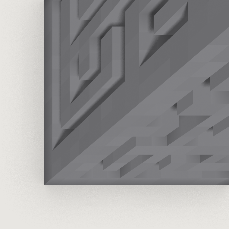 Printed panel A, left wall, a stretched maze pattern